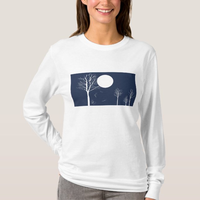 Camiseta Noite do inverno com Lua cheia - t-shirt do (Frente)
