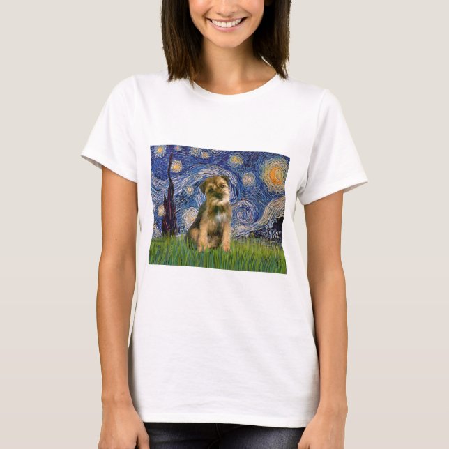 Camiseta Noite Estrelada - Border Terrier #1 (Frente)
