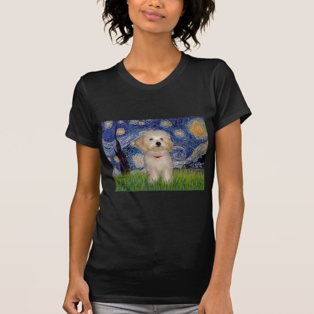 Camiseta Noite Estrelada - Cachorrinho Havanês (Frente)