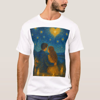 Camiseta Noite Estrelada do Amor – Arte Romântica Estilo Va