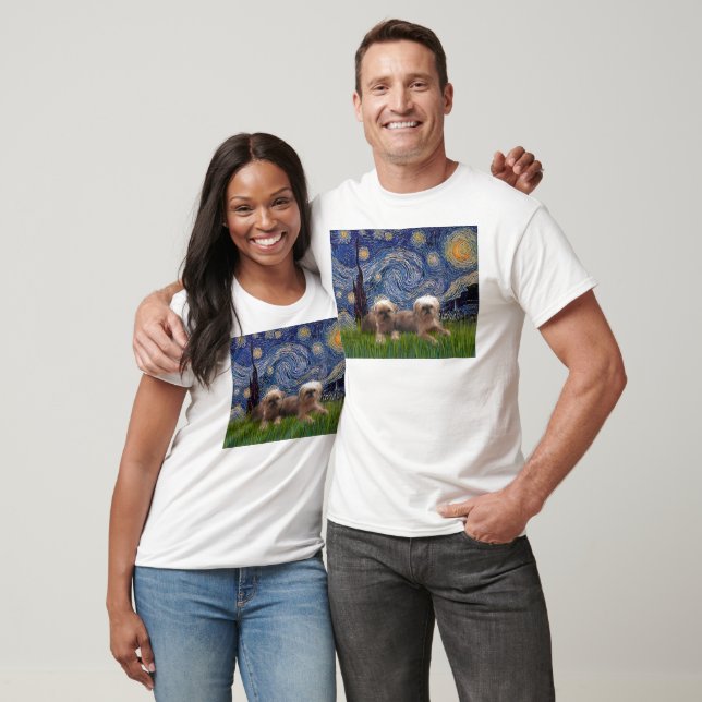 Camiseta Noite Estrelada - Dois Griffon de Bruxelas (Unissex)