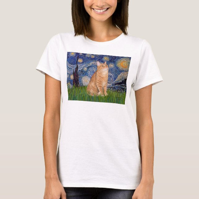 Camiseta Noite Estrelada - Listrado Laranja 46 (Frente)