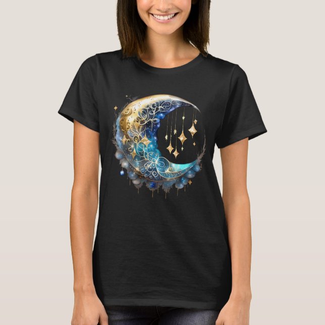 Camiseta Noite estrelada, noite celestial, lua de fantasia  (Frente)