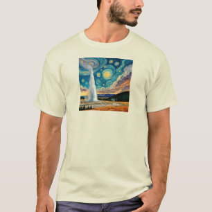 Camiseta Noite Estrelada Old Faithful Parque Yellowstone