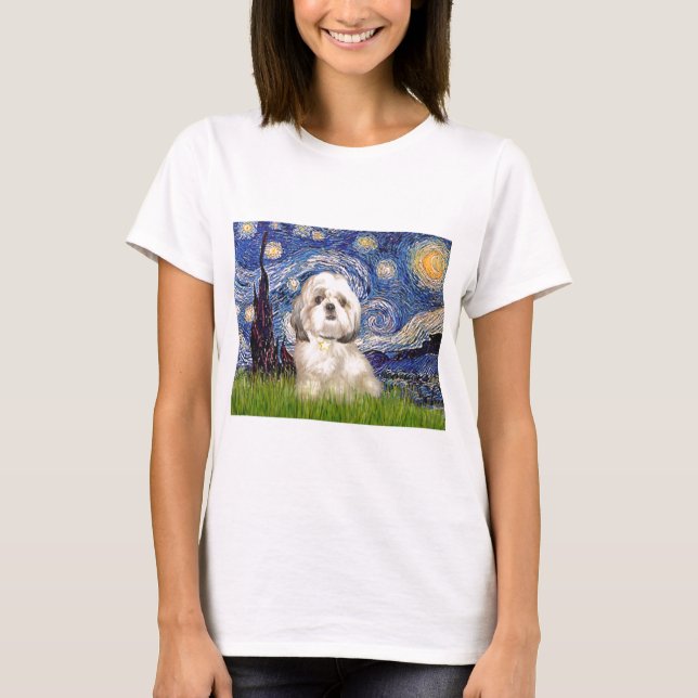 Camiseta Noite Estrelada - Shih Tzu (Y) (Frente)