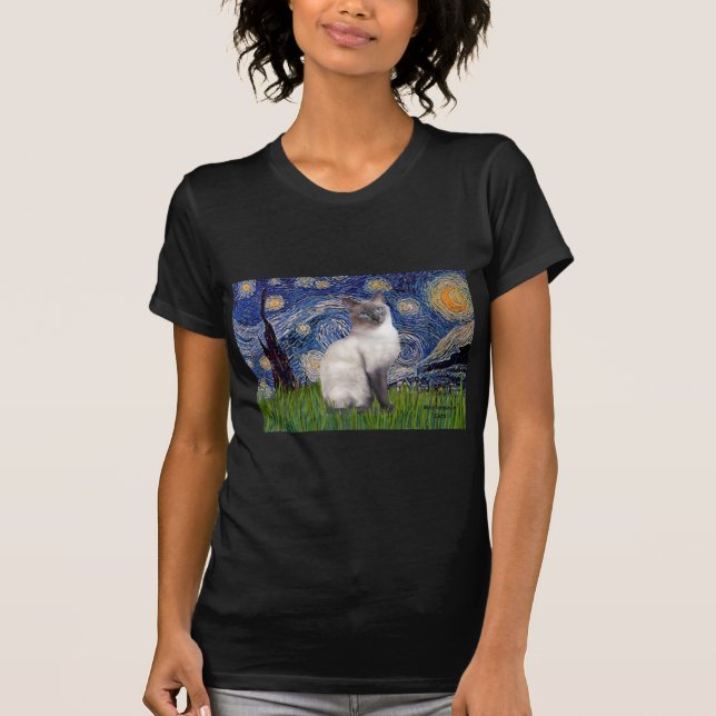 Camiseta Noite Estrelada - Siamese 24 (ponto azul) (Frente)