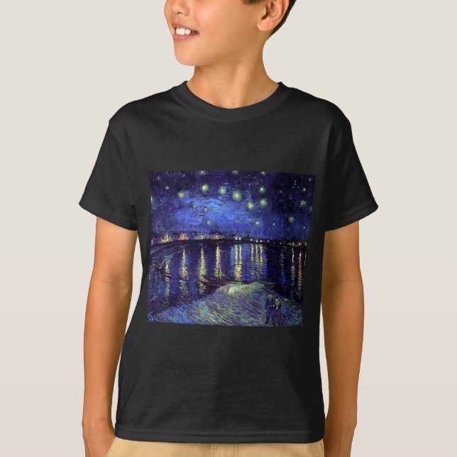Camiseta noite estrelada sobre o rone 1890 (Frente)