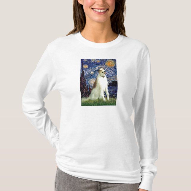 Camiseta Noite Estrelada (Vertical) - Borzoi (Frente)