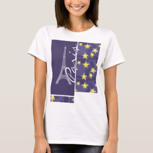 Camiseta Noite estrelado de Paris; Torre Eiffel