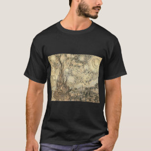 Camiseta noite estrelado de Van Gogh que tira o nig