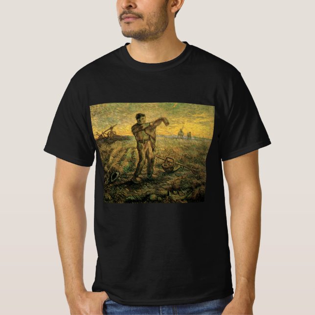 Camiseta Noite - Fim do dia por Vincent van Gogh (Frente)