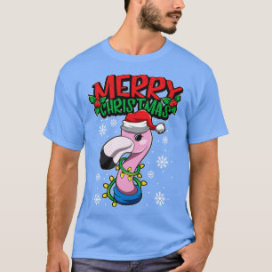 Camiseta Noite Flamingo Doce Animais de Natal