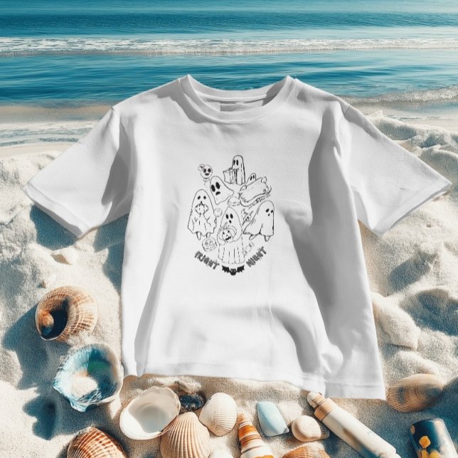 Camiseta Noite Negra e Branca do Dia das Bruxas (Criador carregado)