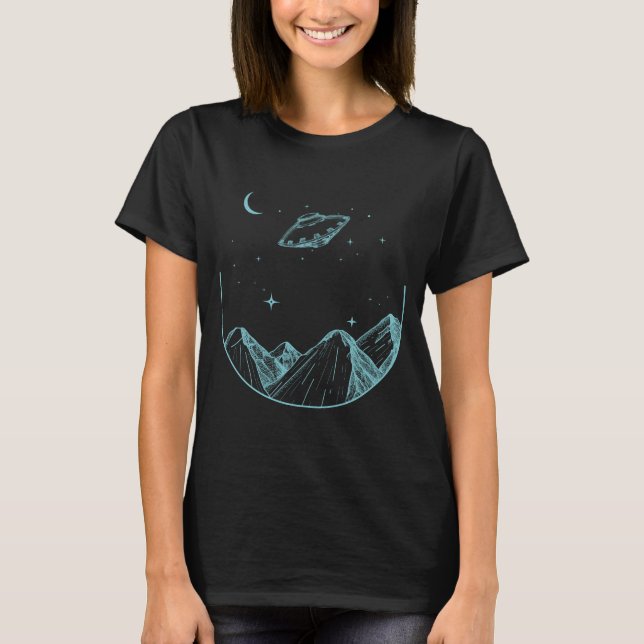 Camiseta Noite no Céu das Montanhas OVNI (Frente)