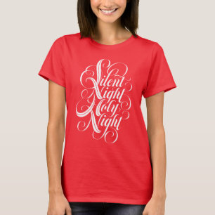 Camiseta Noite Silenciosa Noite Santa Caligrafia Cristã    