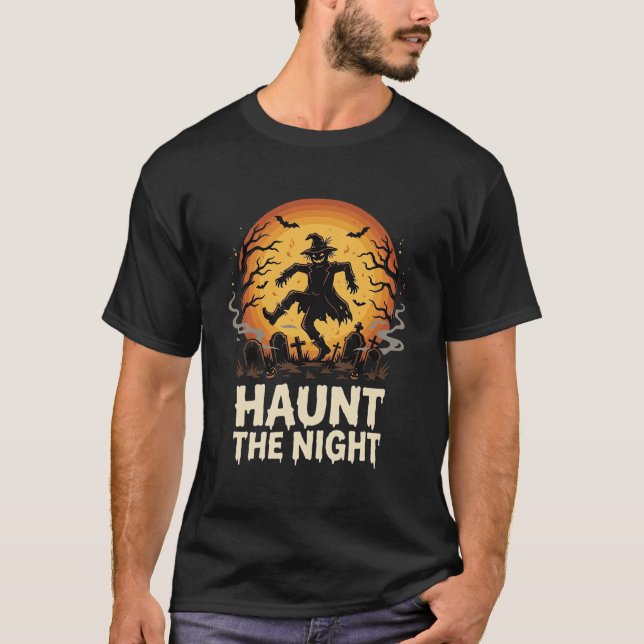 Camiseta Noite Trapaceira da Lua de Halloween (Frente)