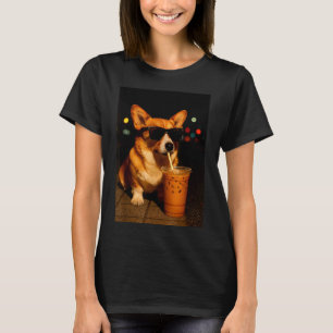 Camiseta Noite urbana de café com leite corgi cachorro pai