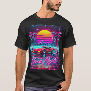 Camiseta Noites de neon Retro 80s Art Impressão - Cityscape
