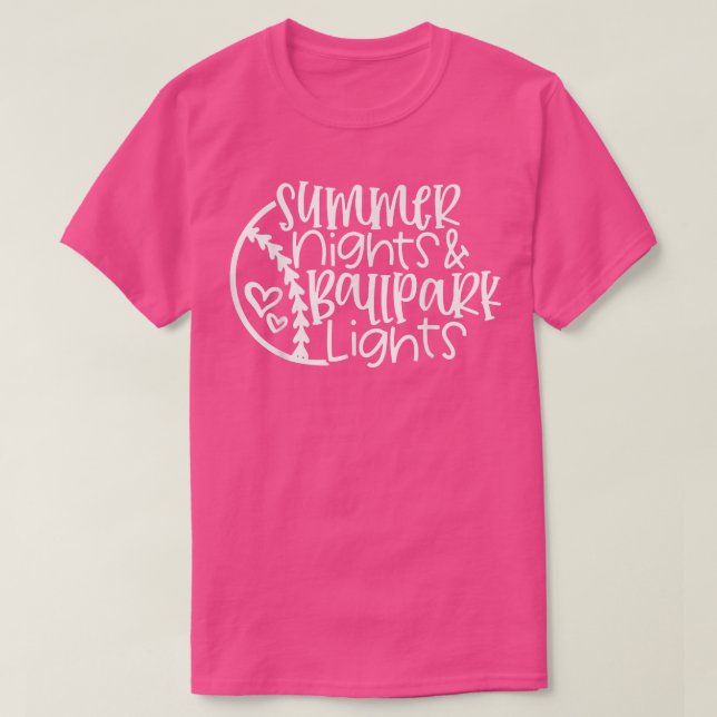 Camiseta Noites De Verão E Luzes De Ballpark Mulheres Baseb (Frente do Design)