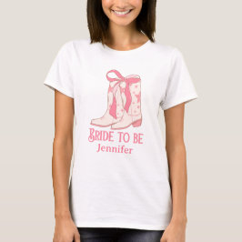Camiseta noiva a ser, botas cor-de-rosa