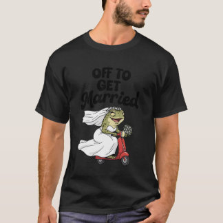 Camiseta Noiva a Ser Chuveiro Nupcial Sapo Em Scooter Fora 