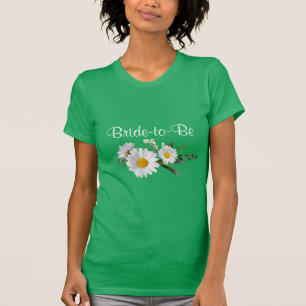 Camiseta Noiva-a-ser, margaridas brancas de casamento,