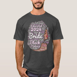 Camiseta Noiva Afro-Americana para 2024 casar-se