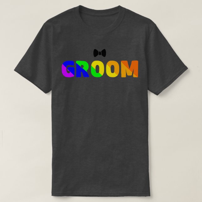 Camiseta noiva arco-íris do casamento lgbtq (Frente do Design)