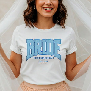 Camiseta Noiva + Azul Falso Brilho NOIVA Noivado Vestido de