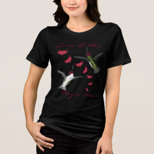 Camiseta Noiva Beija-flores & Corações Grunge