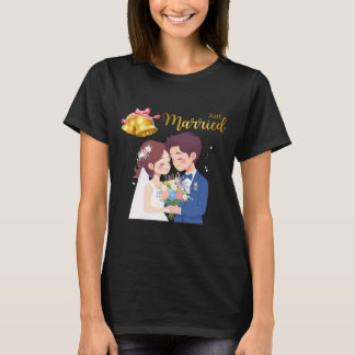 Camiseta Noiva Casada e Noivo Casal de Noivos Floral