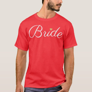 Camiseta Noiva Casamento , Branco com Coração Dourado, Nupc