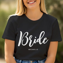 Camiseta Noiva Casamento Nome Personalizado Preto Branco