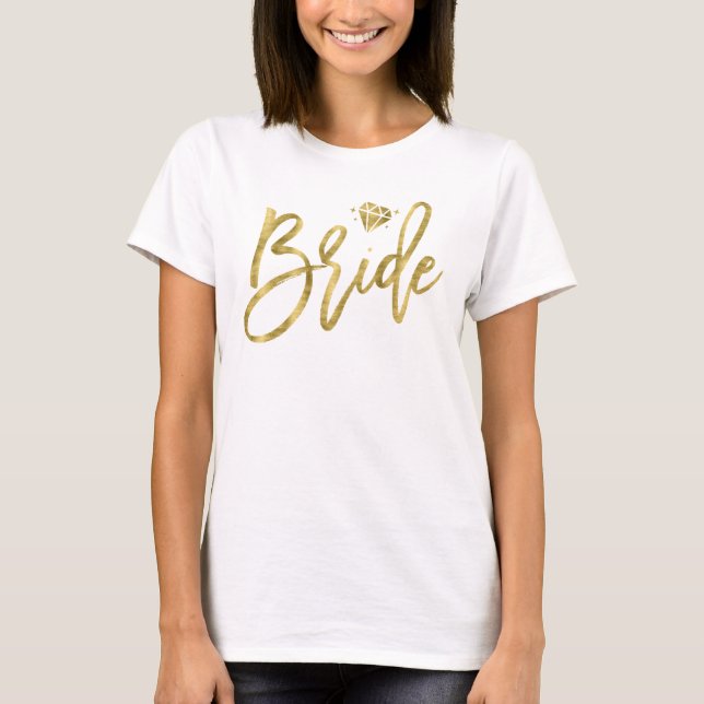 Camiseta Noiva com Bachelorette Branca Brilhante (Frente)