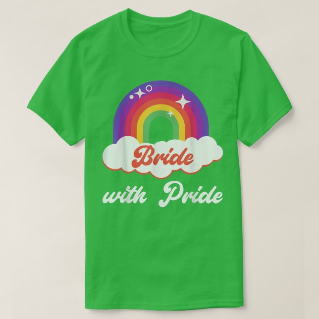 Camiseta Noiva com Casamento Lésbico do Orgulho (Frente do Design)
