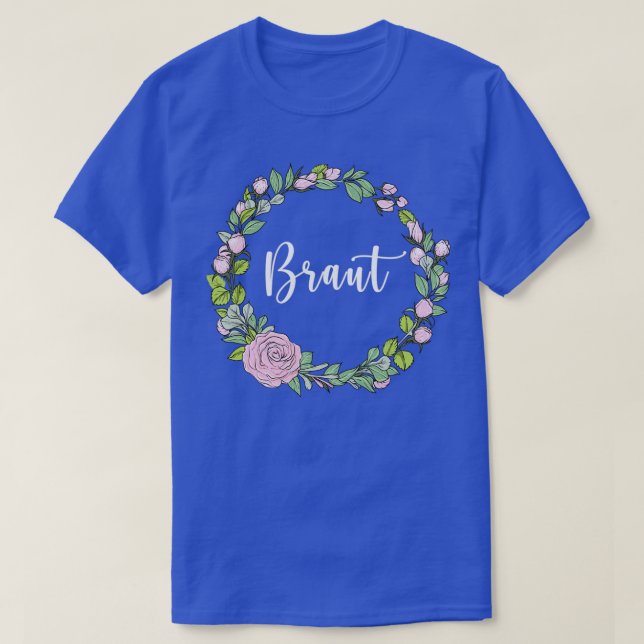 Camiseta Noiva com grinalda floral casamento estilo boho eu (Frente do Design)