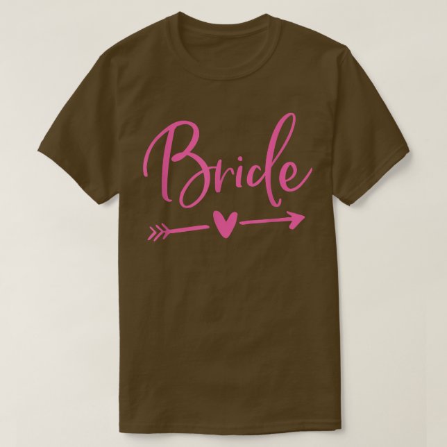 Camiseta Noiva Com Seta E Placa Gráfica Cor-De-Rosa (Frente do Design)