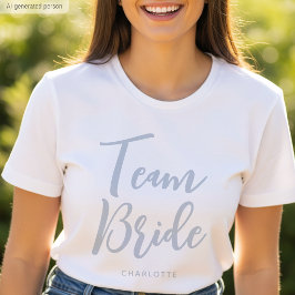 Camiseta Noiva da Equipe Nome Personalizado Casamento Azul