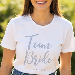 Camiseta Noiva da Equipe Nome Personalizado Casamento Azul 