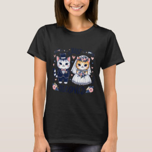 Camiseta Noiva da Festa de Casamento Noiva Noivo Gatos Apen