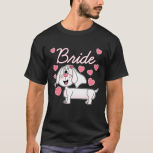 Camiseta Noiva Dachshund Cachorro de Casamento Chuveiro de