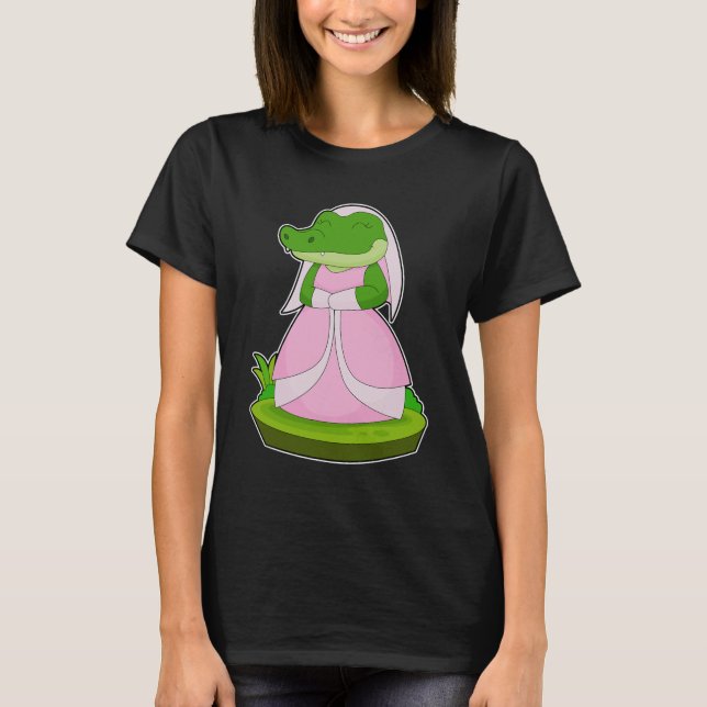 Camiseta Noiva de crocodilo véu casamento  (Frente)
