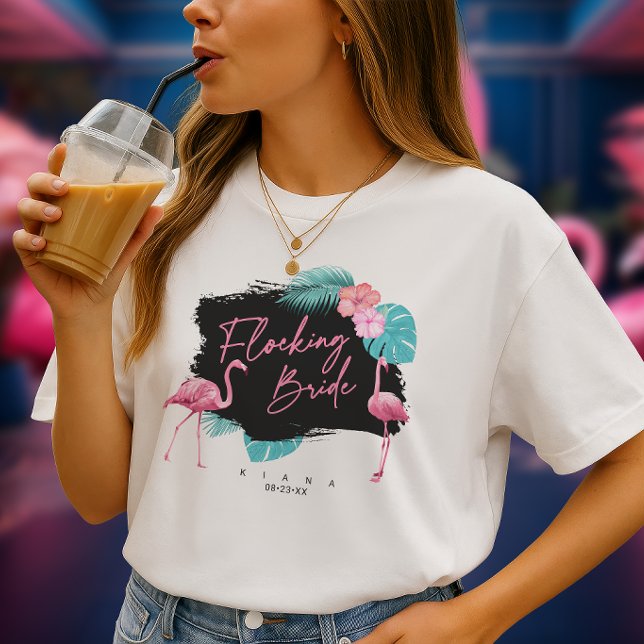 Camiseta Noiva Despedida de Flamingo V2 ID930 (Criador carregado)