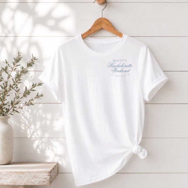 Camiseta Noiva do Mar Azul Costeiro (Coastal Blue Seashell Bachelorette T-Shirt)
