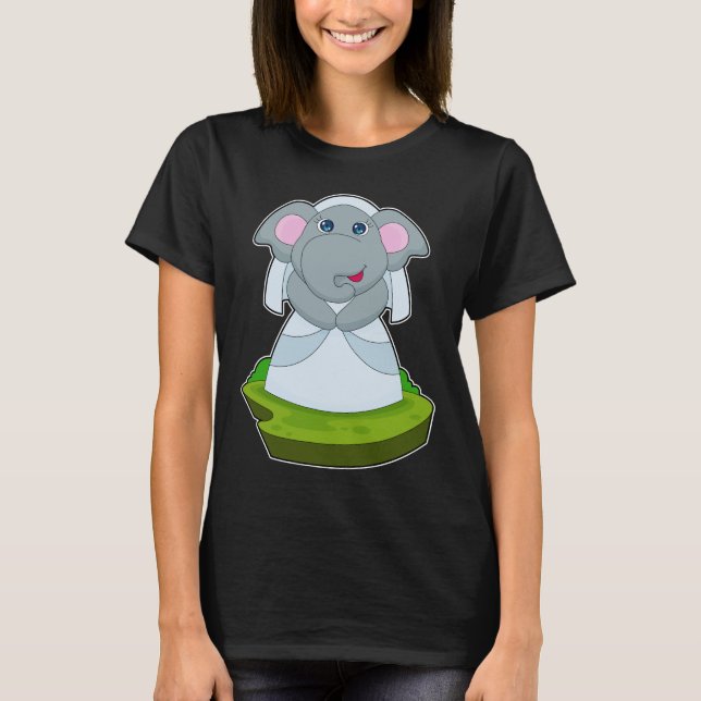 Camiseta Noiva Elefante Véu De Noiva (Frente)