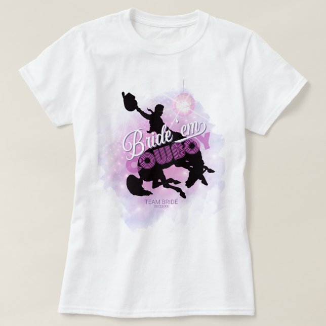 Camiseta Noiva 'em Cowboy Bachelorette v2 Equipe Noiva ID92 (Frente do Design)