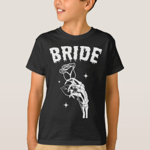Camiseta Noiva Esqueleto Mão Casamento Dia das Bruxas Casai