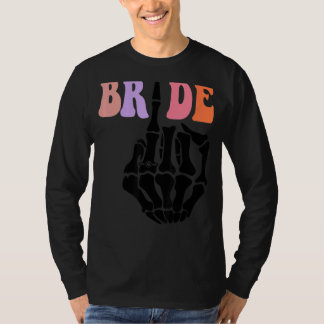 Camiseta Noiva Esqueleto Mão Retro Halloween Despedida de S