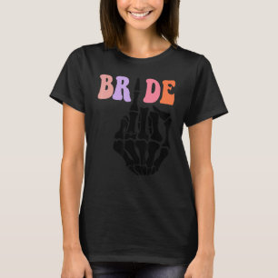 Camiseta Noiva Esqueleto Mão Retro Halloween Despedida de S