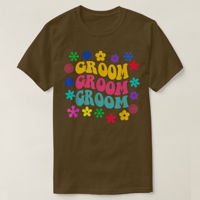 Camiseta Noiva Groovy Noivo Casamento Retro Garotas Tri (Frente do Design)